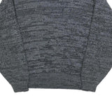 ATLANTIC TRADERS Mens Grey & Teal Patterned Acrylic Jumper Crew Neck Chunky Knit
