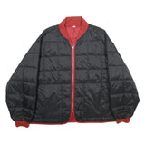 Mens Black & Red Quilted Jacket XL Zip Bomber Style Casual Outerwear