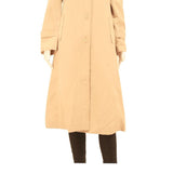 Womens Beige Button Closure Viscose Jacket Coat S Plain Long Sleeve Classic Fit