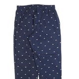 LACOSTE Mens Cotton Blend Navy Relaxed Straight Trousers W36 L30 Crocodile Logo