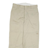 DICKIES Mens Cotton Blend Beige Regular Straight Trousers W34 L30 Workwear