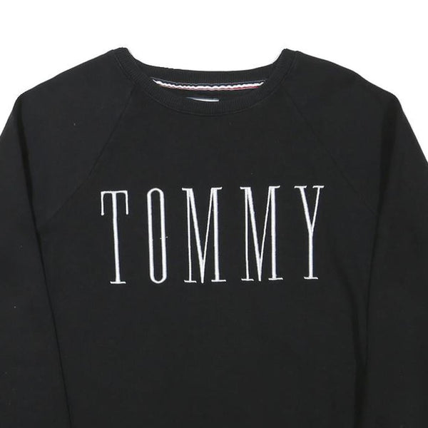 TOMMY HILFIGER Mens Black Crew Neck S Sweatshirt Cotton Blend Pullover