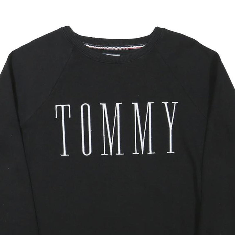 TOMMY HILFIGER Mens Black Crew Neck S Sweatshirt Cotton Blend Pullover