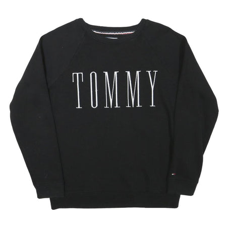 TOMMY HILFIGER Mens Black Crew Neck S Sweatshirt Cotton Blend Pullover