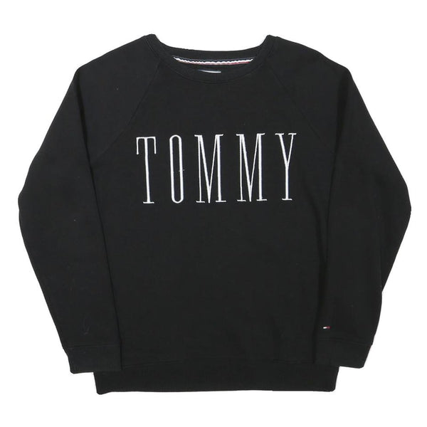 TOMMY HILFIGER Mens Black Crew Neck S Sweatshirt Cotton Blend Pullover