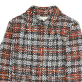 VERSAL Womens Black & Orange Check Button Jacket M Cotton Blend Classic Fit