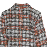 VERSAL Womens Black & Orange Check Button Jacket M Cotton Blend Classic Fit