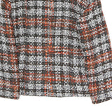 VERSAL Womens Black & Orange Check Button Jacket M Cotton Blend Classic Fit