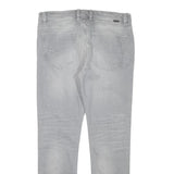 DIESEL Mens Slim Grey Denim Slim Jeans Cotton Blend W33 L29 Distressed Zip