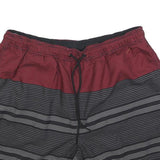 NAUTICA Mens Shorts Red & Black Striped XL W34 Casual Drawstring Swimwear