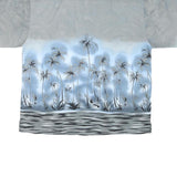 ALAHIA JOE Mens Grey & Blue Hawaiian Shirt XL Beach Palm Tree Print Relaxed Fit