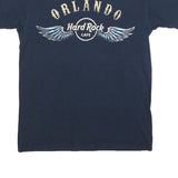 HARD ROCK CAFE Mens Navy Blue Graphic T-Shirt S Short Sleeve Crew Neck Rock