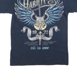 HARD ROCK CAFE Mens Navy Blue Graphic T-Shirt S Short Sleeve Crew Neck Rock