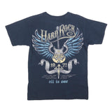 HARD ROCK CAFE Mens Navy Blue Graphic T-Shirt S Short Sleeve Crew Neck Rock