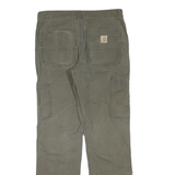 CARHARTT Mens Cotton Blend Relaxed Green W31 L32 Workwear Trousers Zip Closure