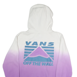 VANS Mens White & Purple Gradient Pullover Hoodie S Off The Wall Print