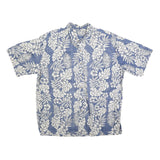COOKE STREET Mens Blue & White Floral Cotton Blend Short Sleeve Shirt XL Casual