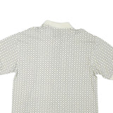 PANMANS Mens White & Black Geometric Print Short Sleeve Polo Shirt L Classic