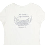 HARLEY DAVIDSON Womens White Graphic T-Shirt L Short Sleeve Scoop Neck Casual