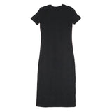 TOMMY HILFIGER Womens Black Bodycon Cotton Blend Short Sleeve Midi Dress XXS