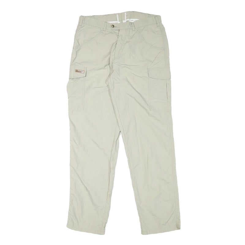 SUNWAY Mens Relaxed Beige Cargo Trousers W30 L31 Polyester Blend Zip Pockets