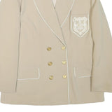 Womens Beige Cream Button Blazer Jacket L Polyester Blend Plain Gold Buttons