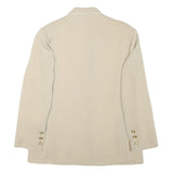 Womens Beige Cream Button Blazer Jacket L Polyester Blend Plain Gold Buttons