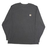 CARHARTT Mens Grey & Yellow Long Sleeve Crew Neck Logo Pocket T-Shirt L