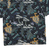 H&M Mens Black Pattern Shirt M Cotton Blend Button Collar Casual