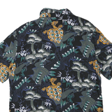 H&M Mens Black Pattern Shirt M Cotton Blend Button Collar Casual