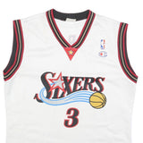 CHAMPION Mens White & Red Sixers Iverson Basketball Jersey L Sleeveless V-Neck