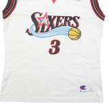 CHAMPION Mens White & Red Sixers Iverson Basketball Jersey L Sleeveless V-Neck