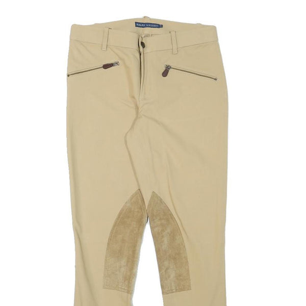 RALPH LAUREN Womens Cotton Blend Beige Slim Zip Skinny Trousers W28 L28