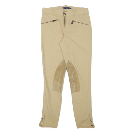 RALPH LAUREN Womens Cotton Blend Beige Slim Zip Skinny Trousers W28 L28