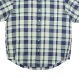 NAUTICA Mens Blue Green Plaid Casual Shirt M Short Sleeve Cotton Blend Button