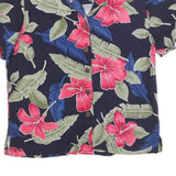 ISLAND TRADERS Womens Navy Blue & Red Floral Rayon Shirt S Tropical Print