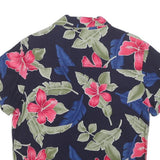 ISLAND TRADERS Womens Navy Blue & Red Floral Rayon Shirt S Tropical Print