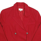 Womens Red Button Up Jacket UK 12 Polyester Blend Double Breasted Classic