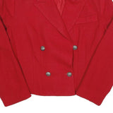 Womens Red Button Up Jacket UK 12 Polyester Blend Double Breasted Classic