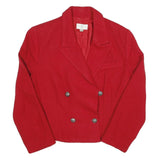 Womens Red Button Up Jacket UK 12 Polyester Blend Double Breasted Classic
