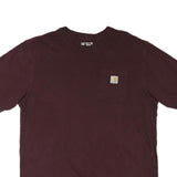 CARHARTT Mens Maroon Pocket T-Shirt L Short Sleeve Crew Neck Cotton Blend