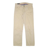 TOMMY HILFIGER Mens Cotton Blend Beige Regular Straight Trousers W34 L30 Casual