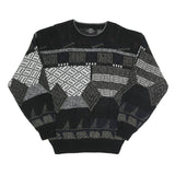 EXPRESSIONS Mens Black Grey Patterned Acrylic Jumper Crew Neck L Casual Comfort
