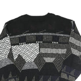 EXPRESSIONS Mens Black Grey Patterned Acrylic Jumper Crew Neck L Casual Comfort