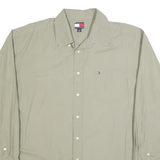 TOMMY HILFIGER Mens Beige Classic Fit Shirt XL Cotton Blend Long Sleeve Button