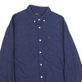 LEE Mens Blue Button-Down Cotton Shirt M Classic Long Sleeve Pocket