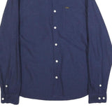 LEE Mens Blue Button-Down Cotton Shirt M Classic Long Sleeve Pocket