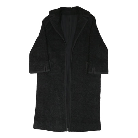 Womens Black Textured Long Sleeve Classic Jacket M Polyester Blend Plain Elegant