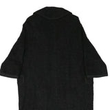 Womens Black Textured Long Sleeve Classic Jacket M Polyester Blend Plain Elegant