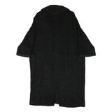 Womens Black Textured Long Sleeve Classic Jacket M Polyester Blend Plain Elegant